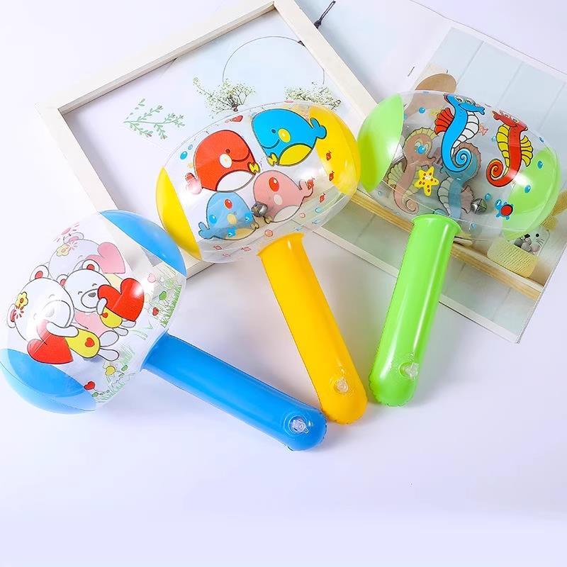 22厘米充气小榔头充气锤子捏会响带铃铛扫码地推礼品充气玩具