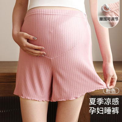 夏季孕妇睡裤不勒肚子安全裤短裤薄款居家夏天莫代尔可调节款 — 1