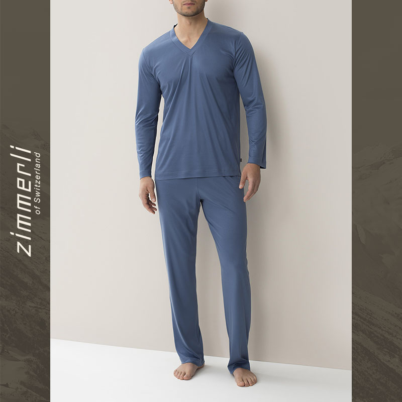 Zimmerli 男士V领针织纯色睡衣裤套装 3315-A96064 女士内衣/男士内衣/家居服 睡衣/家居服套装 原图主图