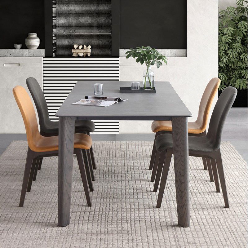 拉米娜进口岩板餐桌现代简约德利丰实木餐桌家用夏图款餐桌椅组合