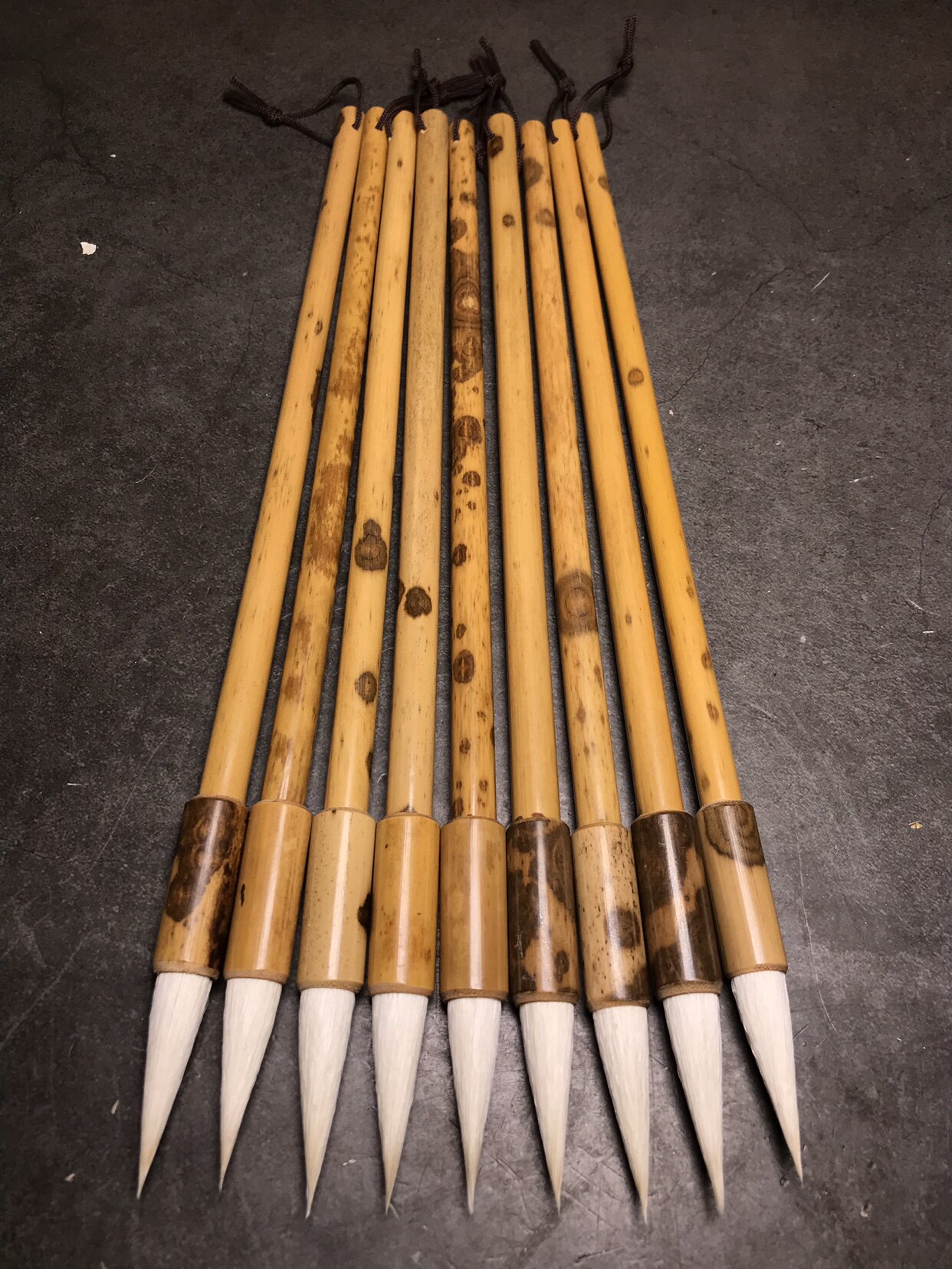 湘宅一生手工老料黑湘妃竹羊毫中楷毛笔文玩斑竹竹节中楷仿古毛笔