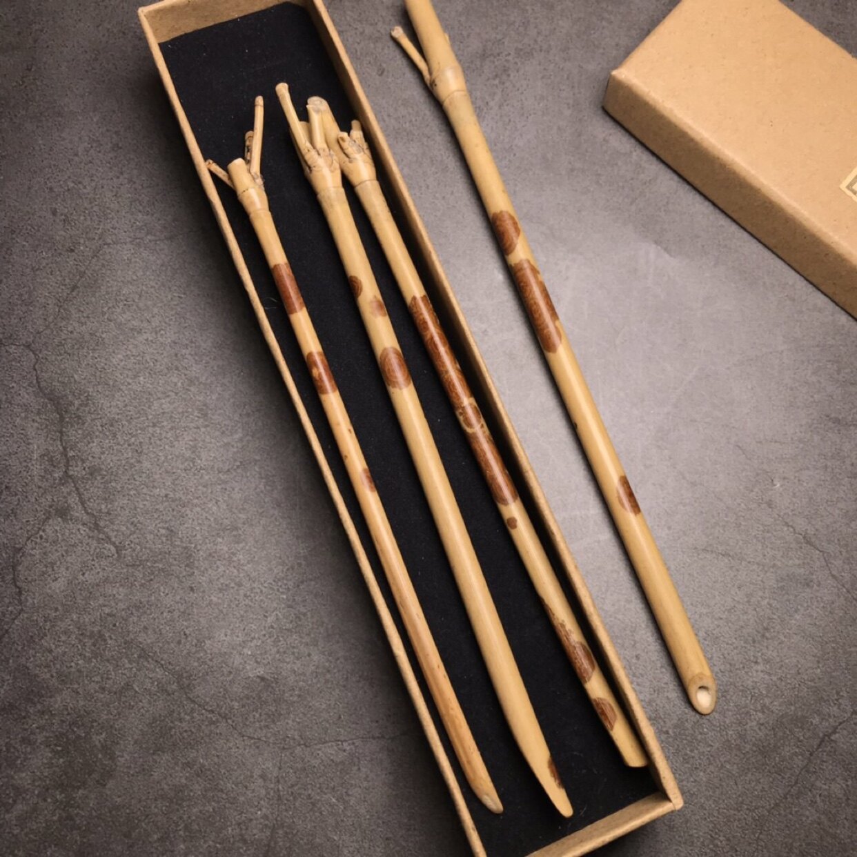 手工制作红湘妃竹茶针发簪 红香妃竹节茶匙茶拨竹子茶具配件 泪竹