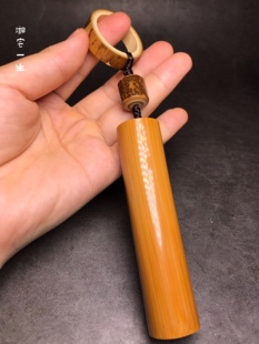 红皮老料实心竹手把件手工实心玉竹挂件配梅鹿竹桶珠精工文玩竹棍