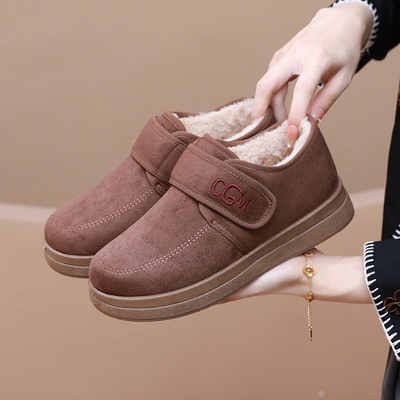 女士鞋雪地靴冬季加绒加厚保暖靴子舒适休闲鞋防滑鞋底魔术贴设计