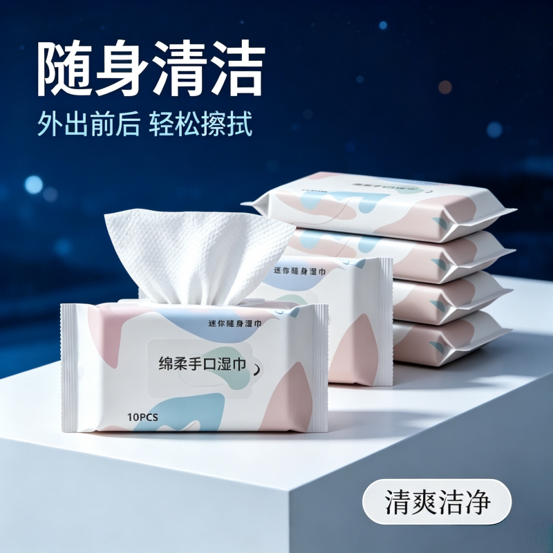 倩挥湿巾小包随身携带手口湿巾擦嘴清洁湿巾肌肤清洁日常护理图片