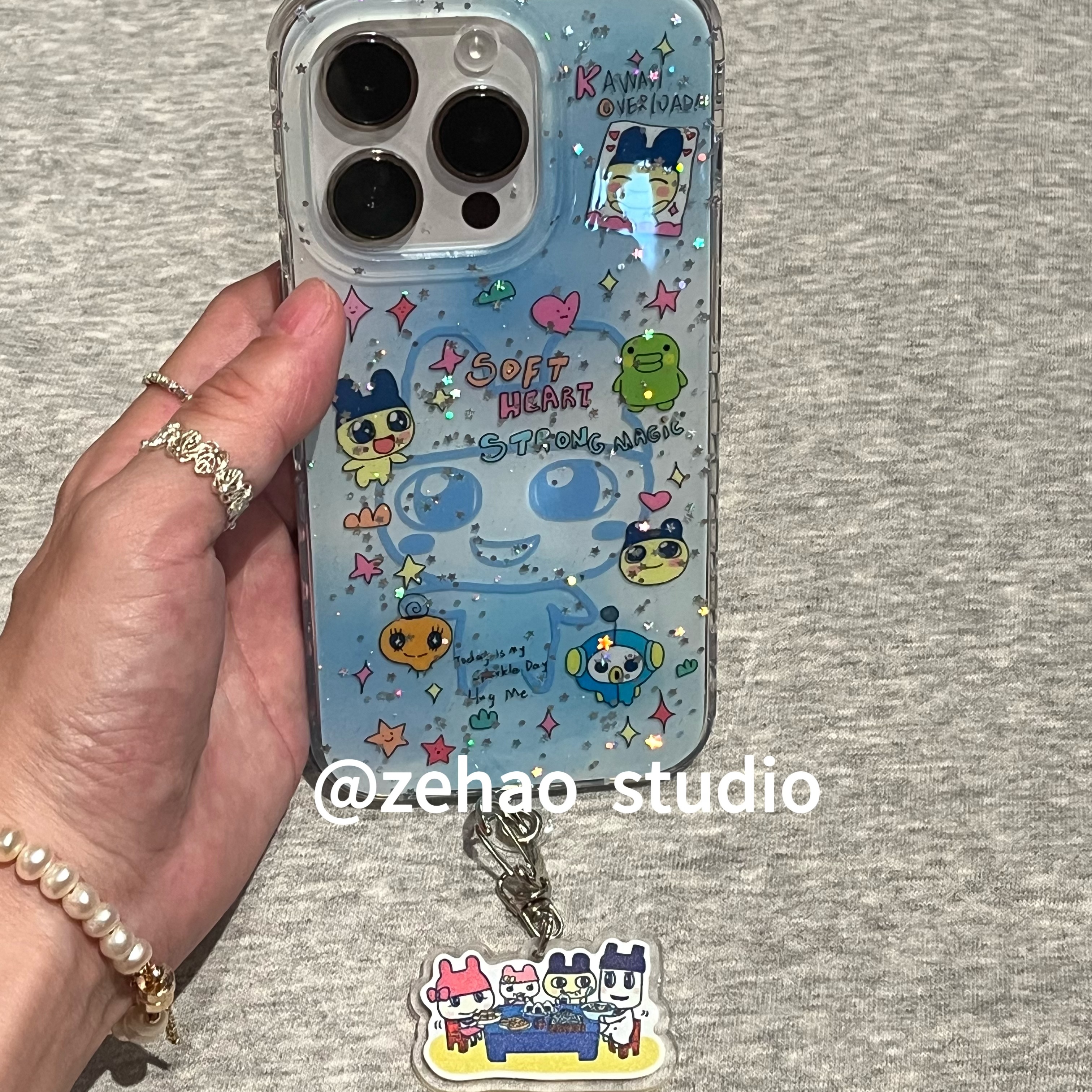 ZEHAO*ins大闪片底片麻美吉双层印花韩系14适用iphone16promax苹果16pro手机壳苹果16/13软15Promax保护套1女