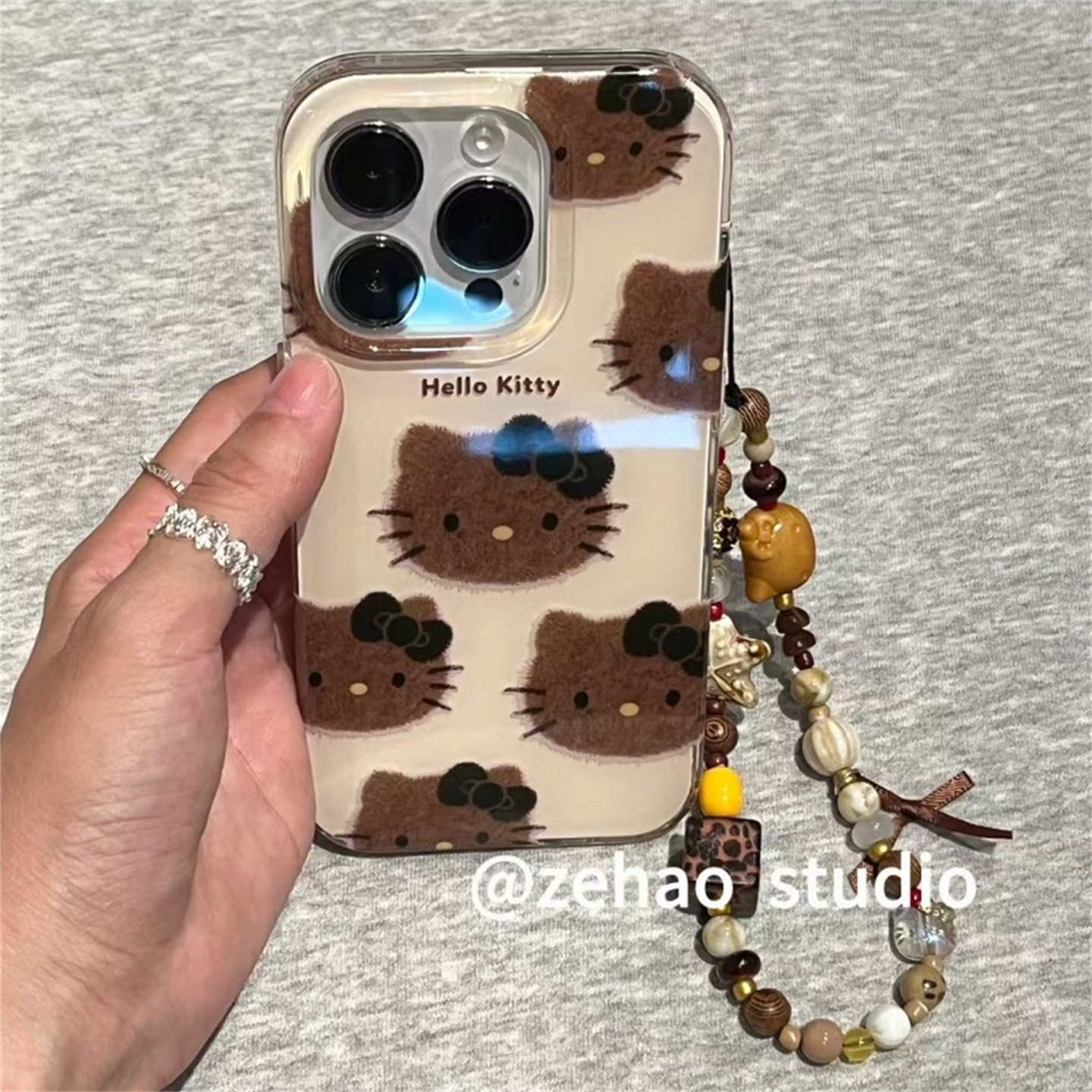 ZEHAO*ins毛绒黑皮猫咪脑袋双层印花韩系16Pro适用iphone17Promax苹果16pro手机壳15/14软16Promax保护套女16