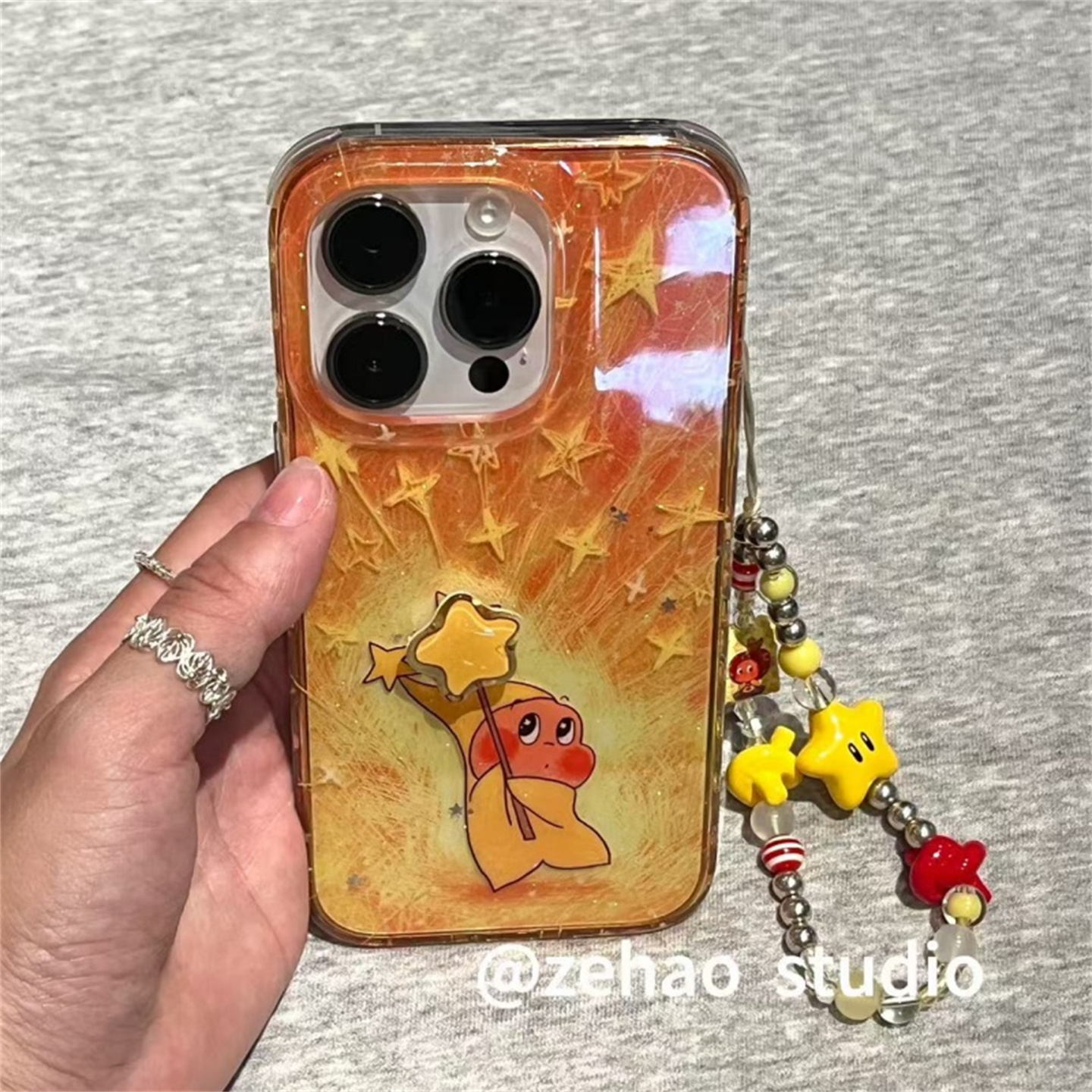 ZEHAO*ins闪烁烟花棒星星人双层印花韩系16Pro适用iphone17Promax苹果16pro手机壳15/14软16Promax保护套女16