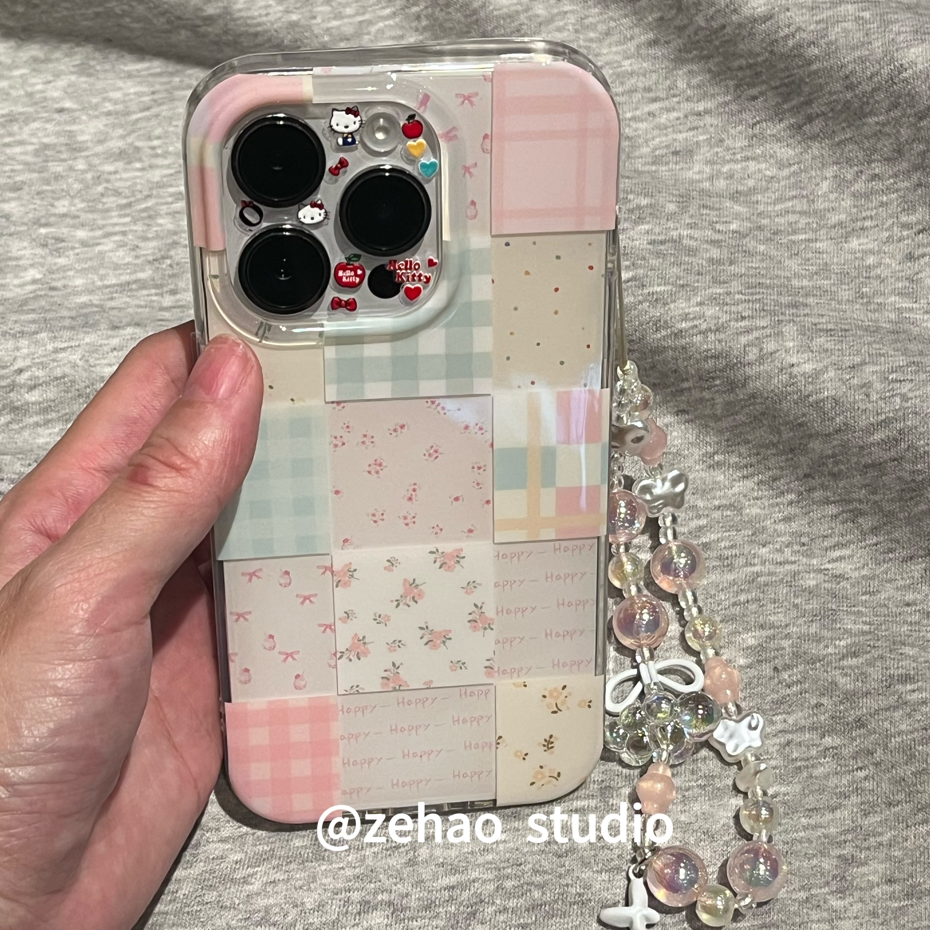 可爱少女彩格碎花双层手机壳