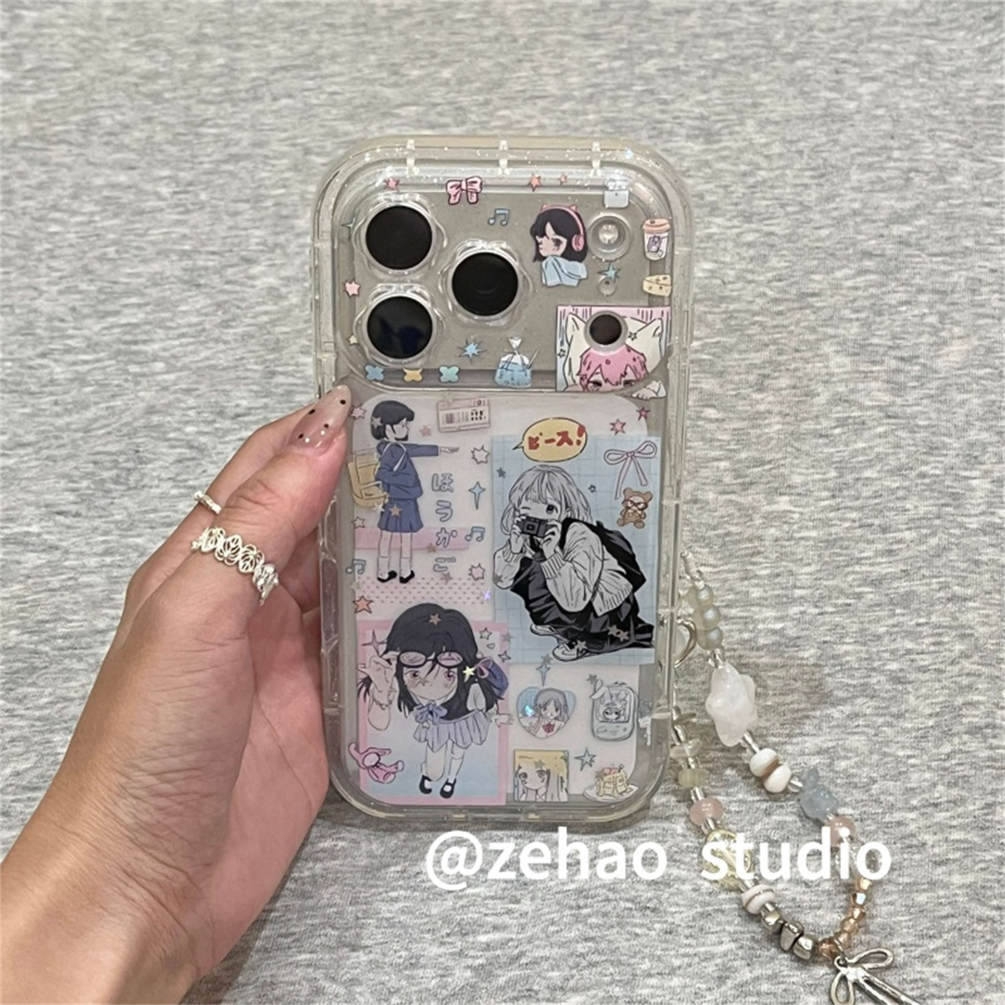 ZEHAO*动漫日系少女拼接双层印花韩系16Pro适用iphone17Promax苹果16pro手机壳15/14pro软16Promax保护套女16