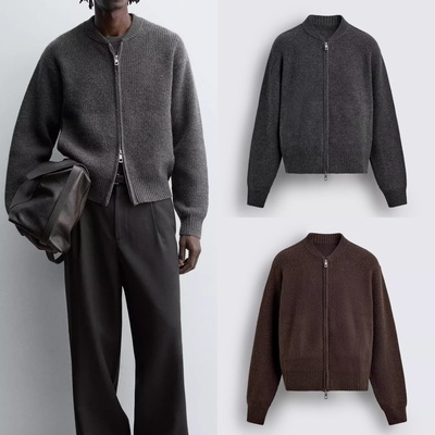 柜429！2025冬季新品男装宽松结构针织拉链飞行员夹克4216309 803