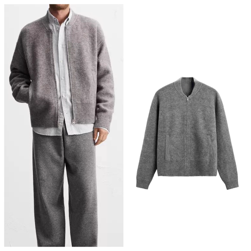 2025秋冬新品 男装 宽松V领舒适长袖针织毛衣外套 9598373