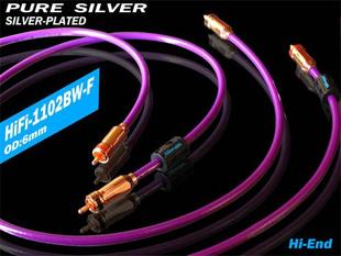 雅宝YARBO德国雅堡原装HIFI-1102BW-F纯银镀银莲花RCA信号音频线