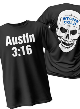 WWE新款冷石奥斯汀Stone Cold Steve Austin摔角纯棉圆领t恤短袖