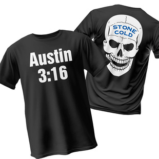 WWE新款冷石奥斯汀Stone Cold Steve Austin摔角纯棉圆领t恤短袖