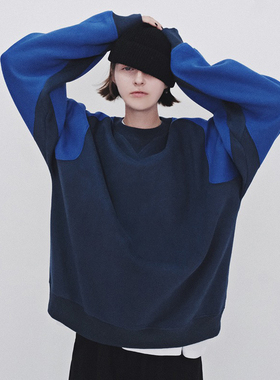 NEATO逆光女装 日系中性复古宽松拼色插肩袖卫衣 五色加绒 情侣款