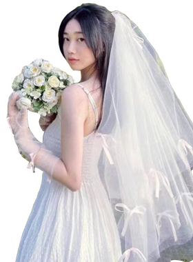 沫朵薇新娘领证头纱结婚头饰