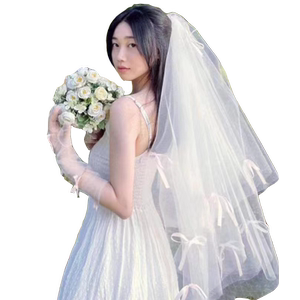 沫朵薇新娘领证头纱结婚头饰