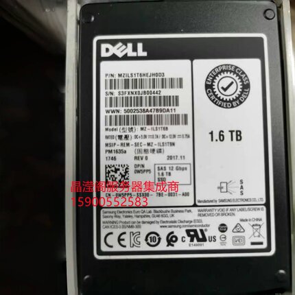 DELL MZ-ILS1T6B PM1635a 0W5PP5 1.6T 2.5 SAS SSD 12Gb固态硬盘
