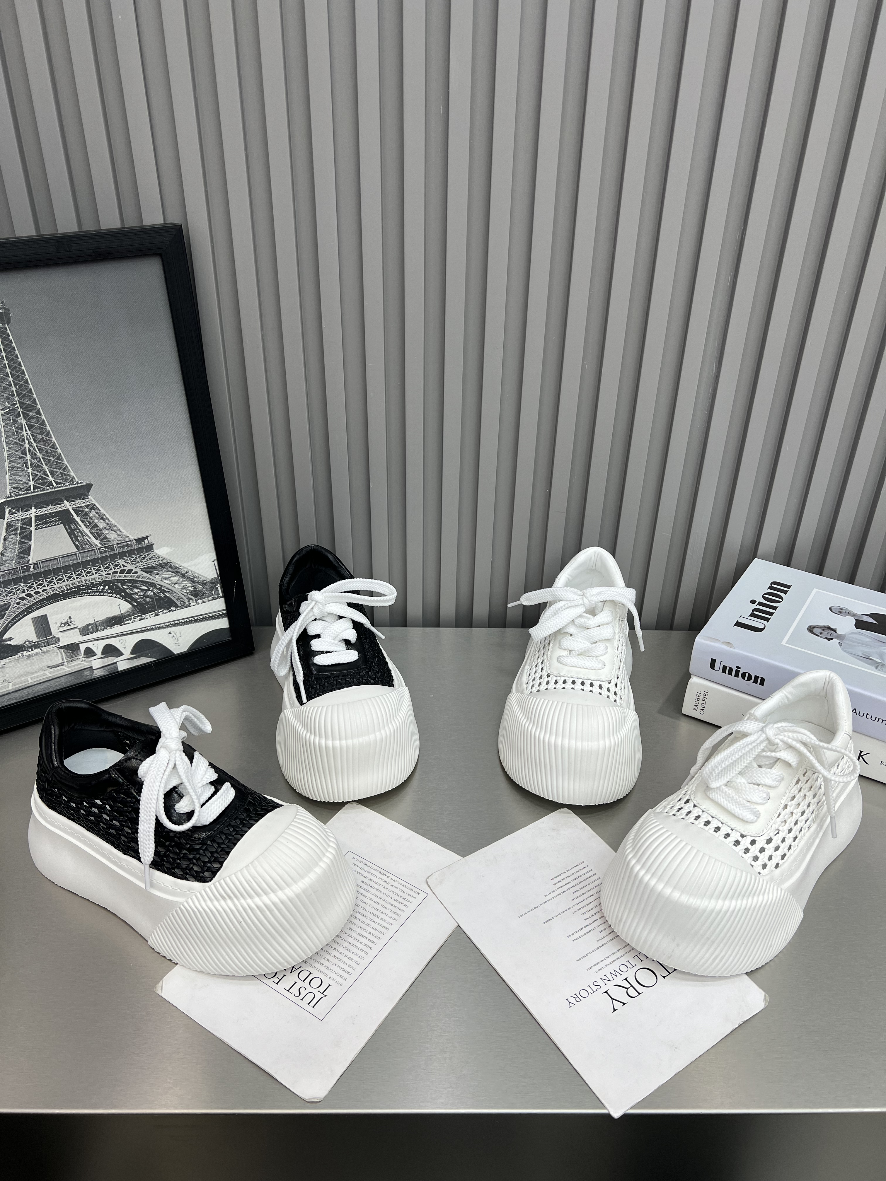 欧货真皮编织厚底小白鞋女2026新款洞洞镂空百搭增高休闲松糕板鞋