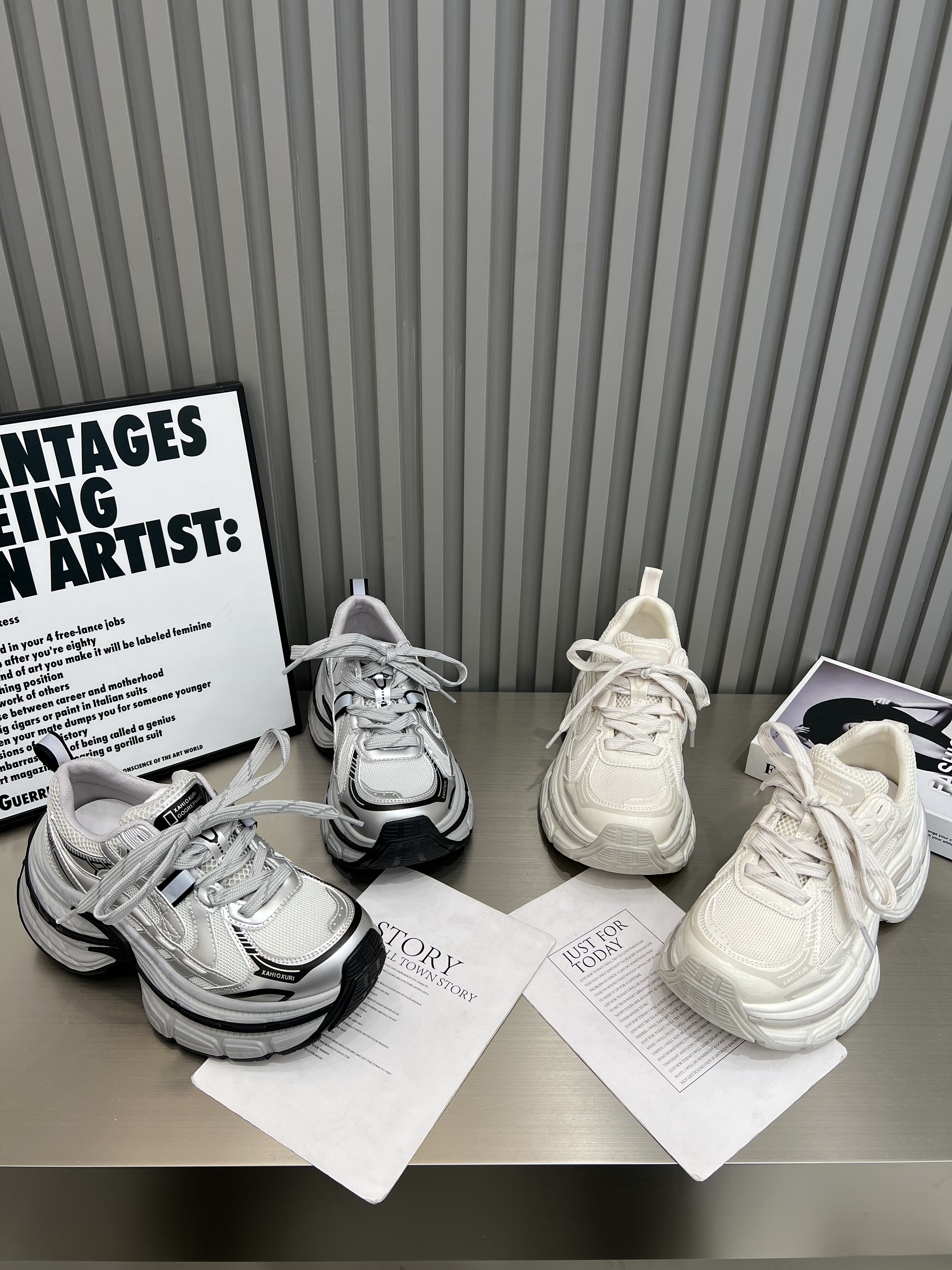 真皮网面厚底增高老爹鞋女2026春季百搭显脚小休闲运动鞋时尚单鞋,女鞋,老爹鞋,淘宝优惠券,粉丝福利购,淘宝优惠卷