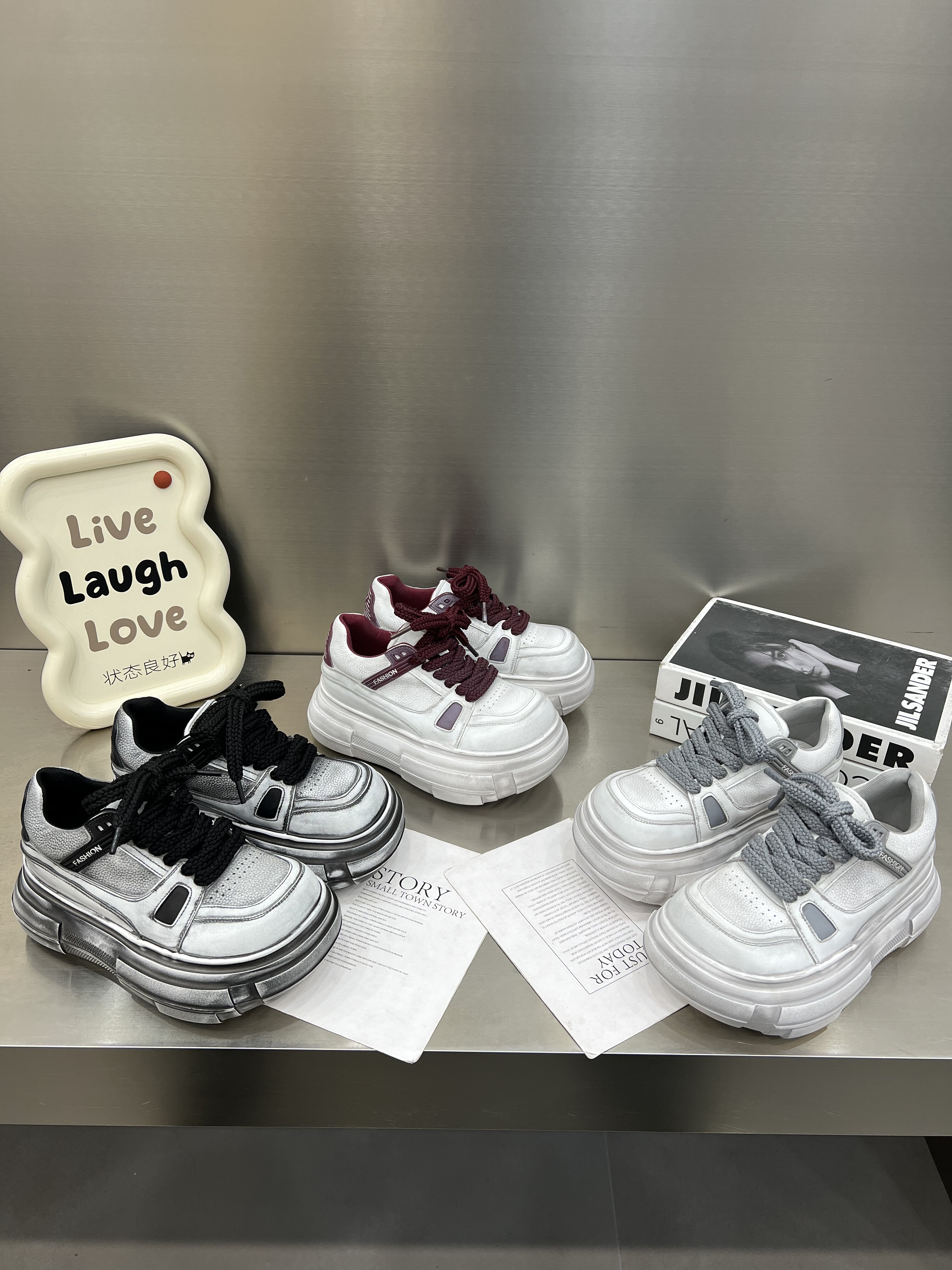 欧洲站真皮擦色厚底小白鞋女2026春季百搭增高休闲板鞋透气面包鞋,女鞋,时尚休闲鞋,淘宝优惠券,粉丝福利购,淘宝优惠卷