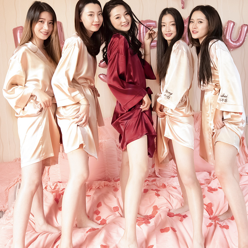 晨袍新娘冰丝睡衣女伴娘婚礼浴袍