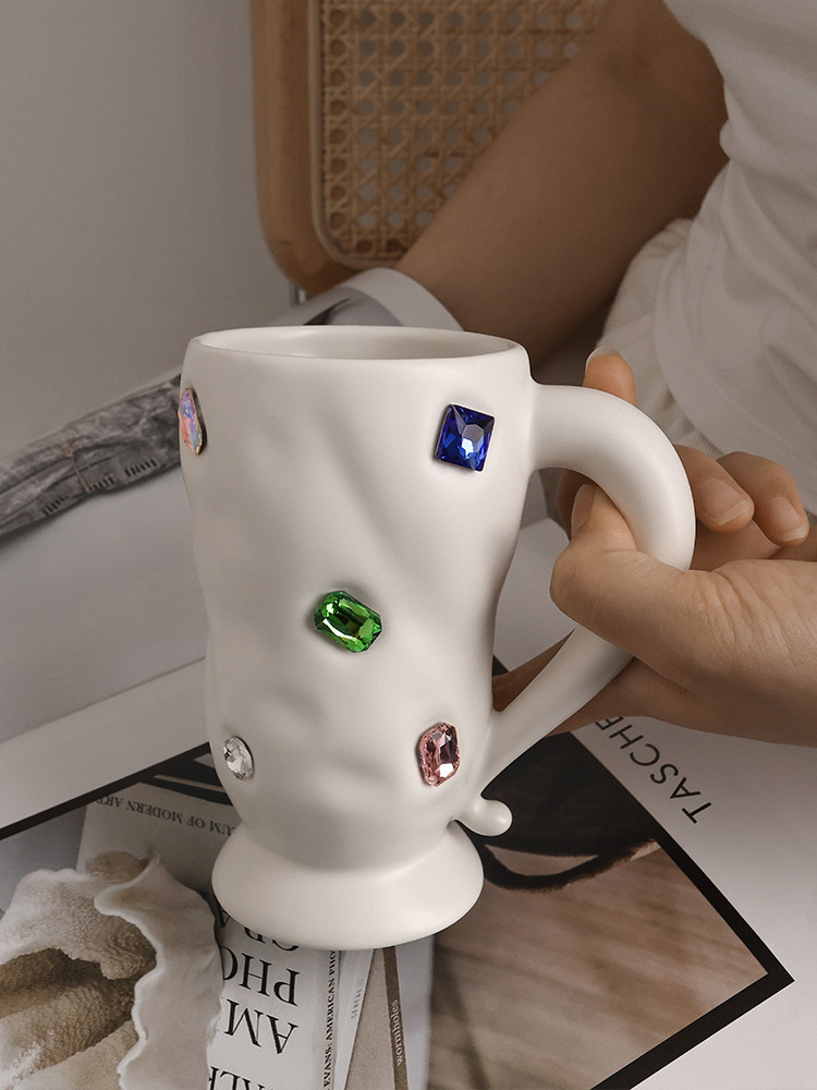 贝汉美宝石派对马克杯高颜值家用陶瓷水杯办公室小众创意咖啡杯子
