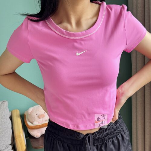 Nike女速干衣玫红色短袖运动T恤