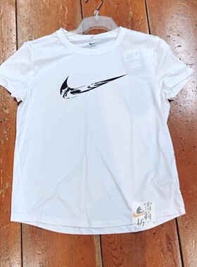 Nike耐克速干衣女子白色圆领短袖运动T恤透气跑步训练上衣FV6374