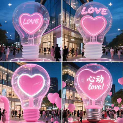 透明爱心灯泡气模定制情人节