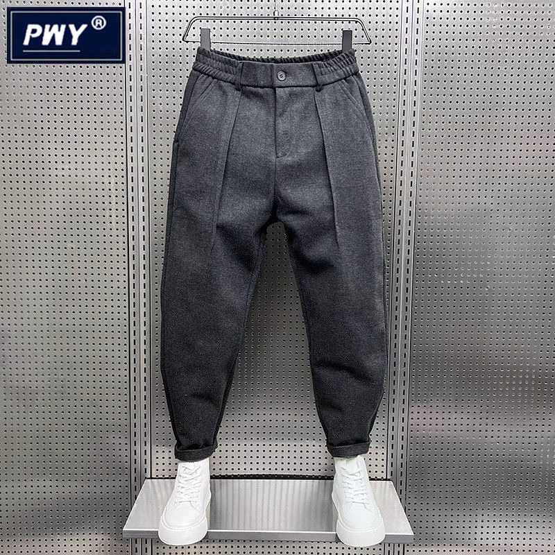 潮牌坠感毛呢阔腿裤男秋冬宽松痞帅哈伦呢子西裤配马丁靴萝卜裤子,男装,休闲裤,淘宝优惠券,粉丝福利购,淘宝优惠卷