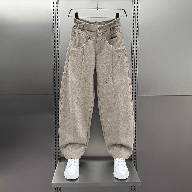 潮牌美式弯刀休闲裤男秋冬季加绒加厚宽松直筒痞帅松紧腰运动卫裤,男装,休闲裤,淘宝优惠券,粉丝福利购,淘宝优惠卷