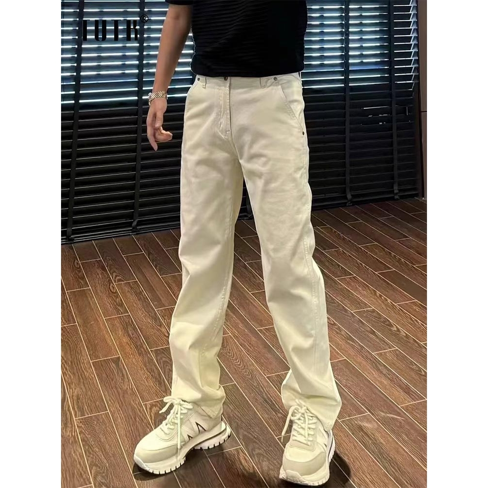 牛仔裤男夏季薄款潮流百搭弹力直筒长裤子男士高端纯色阔腿休闲裤