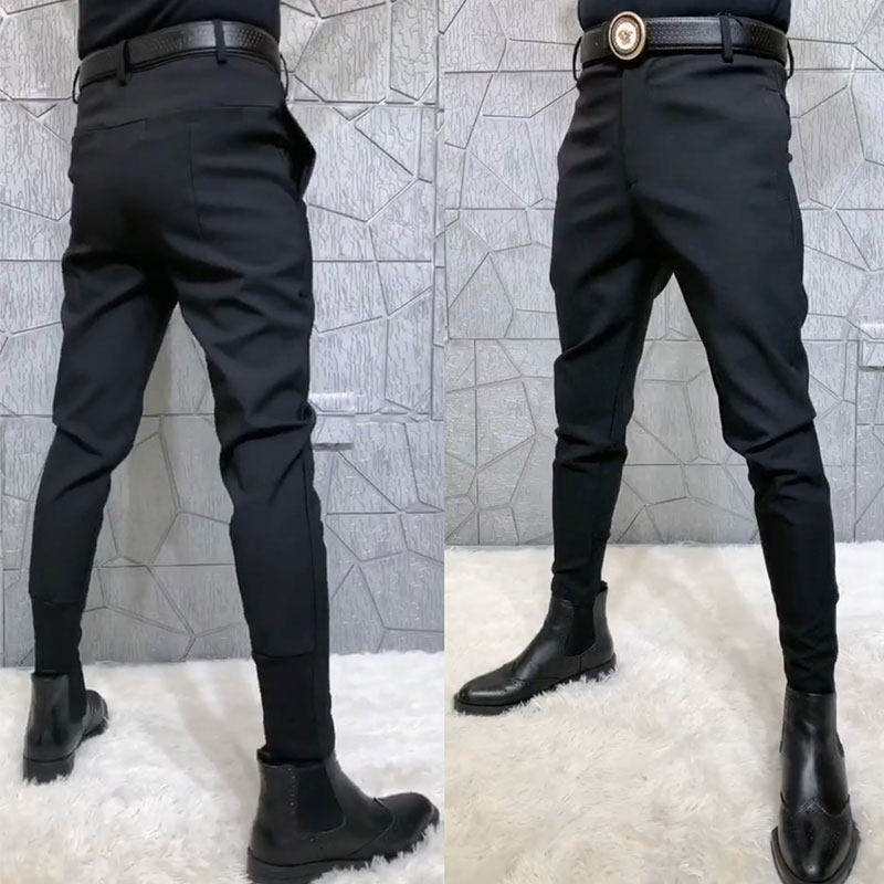 西裤男春秋冬季潮牌高端商务百搭修身黑色小脚裤男士韩版休闲裤子