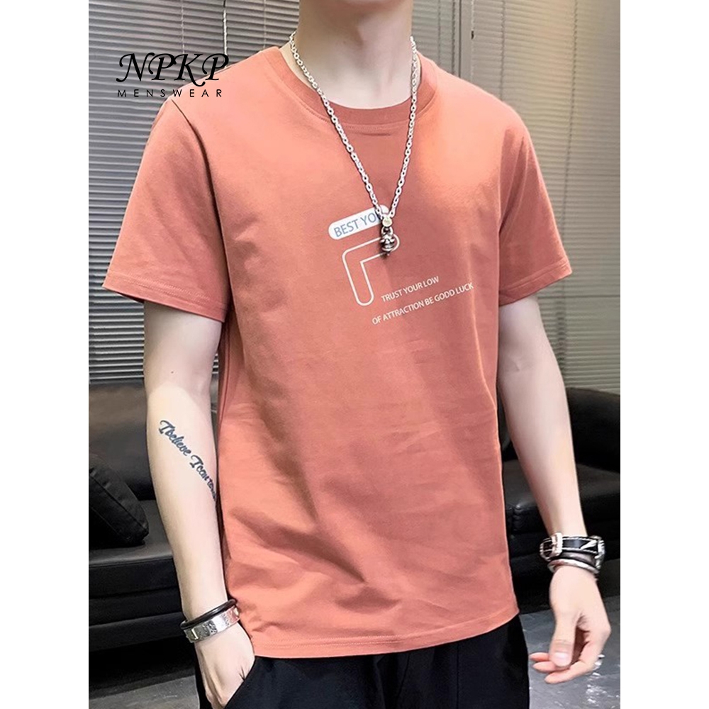 短袖t恤男2025新款夏季ins潮流潮牌纯棉半袖内搭打底衫上衣服男装