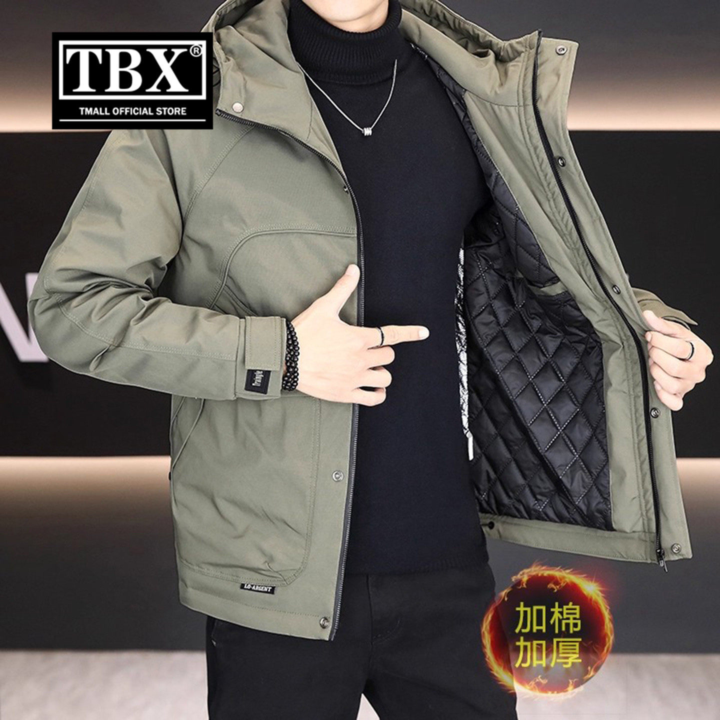 高端二棉冲锋衣外套男士2026新款秋冬装加棉加厚连帽夹克棉服男款,男装,夹克,淘宝优惠券,粉丝福利购,淘宝优惠卷