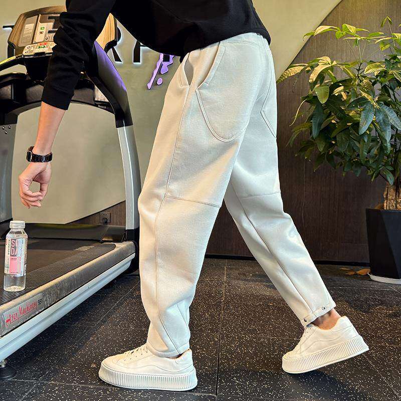 灰色卫裤男春秋冬季痞帅潮流直筒运动裤潮牌痞帅宽松百搭休闲裤子