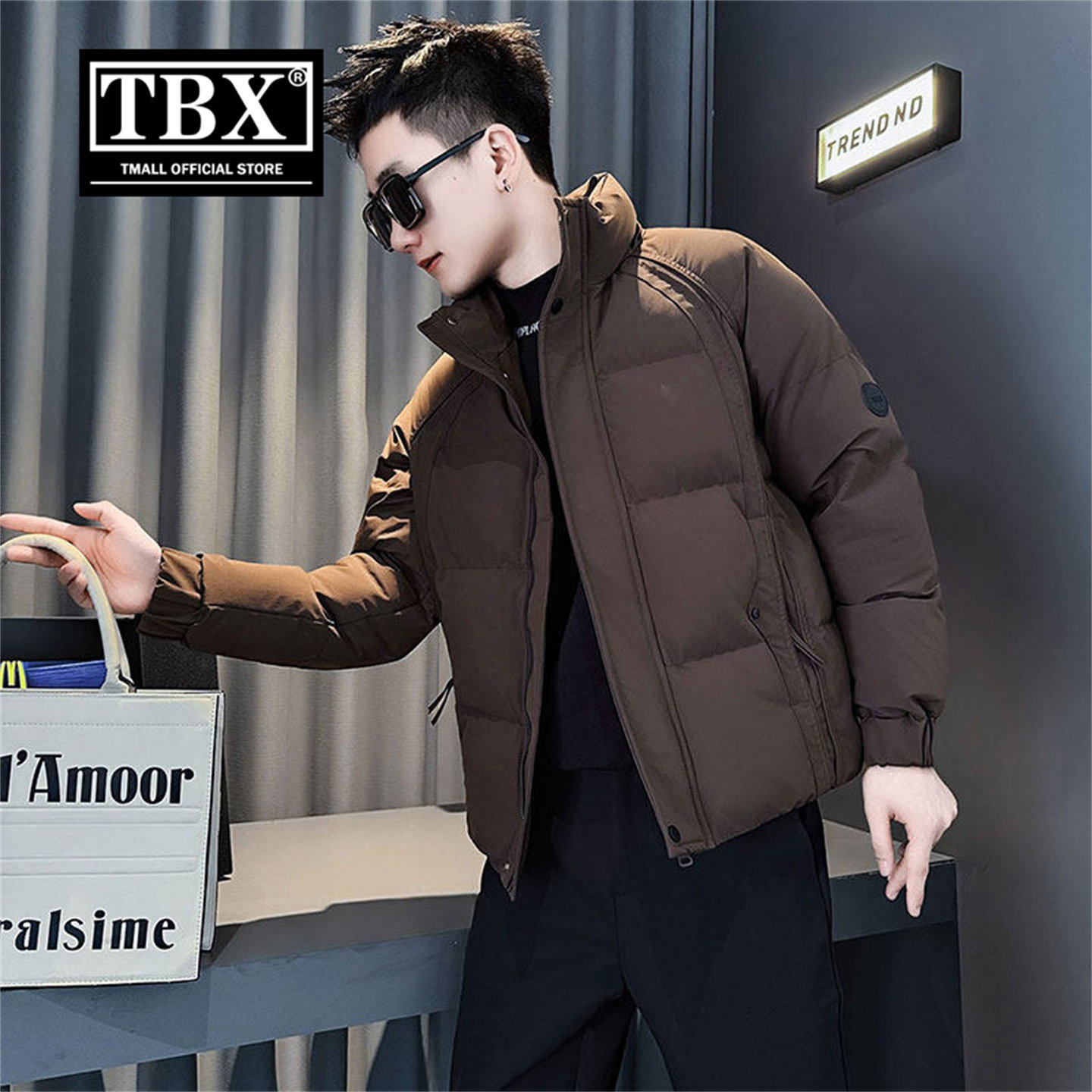 高端咖色棉服外套男士2026新款冬季加厚立领面包服棉衣男款秋冬装