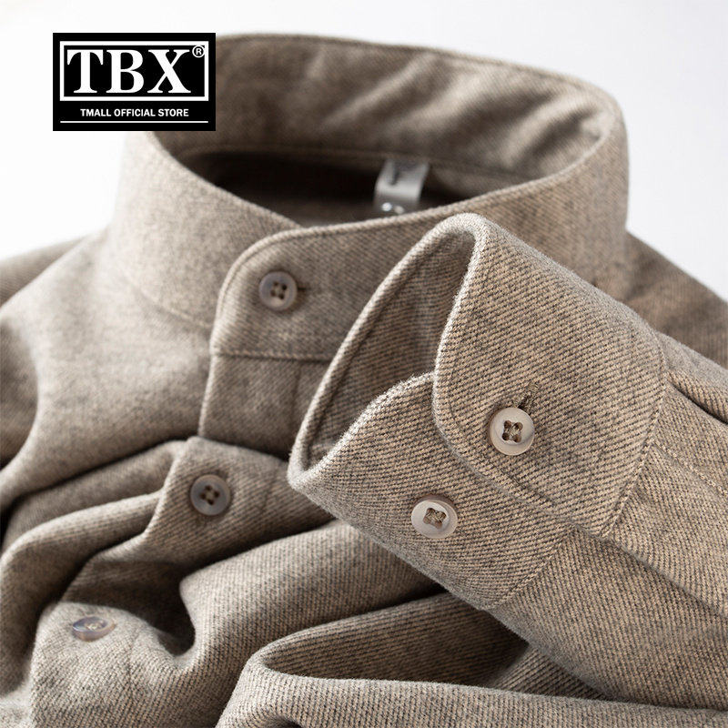 立领磨毛呢衬衫男士长袖2026新款冬季加绒中山装衬衣男款保暖春秋