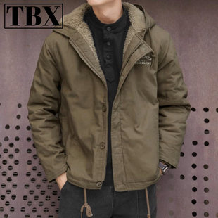 加绒加厚羊羔绒外套男士秋冬季2026新款摇粒绒夹克工装棉衣服男款