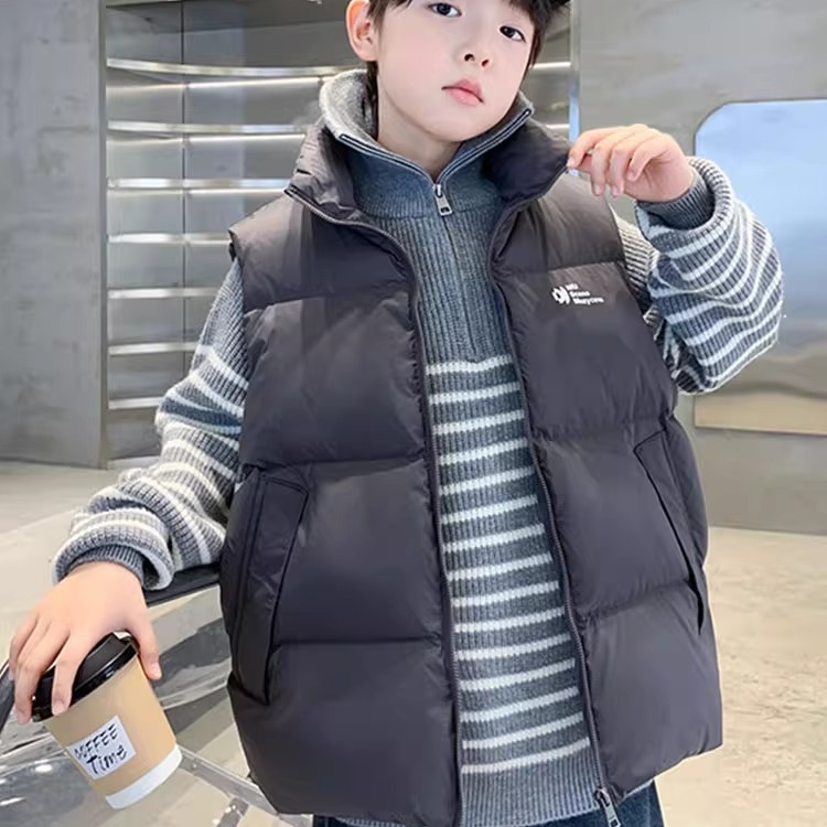 儿童装男童马甲羽绒棉秋冬款2025新款加厚大童男孩外穿背心冬季潮