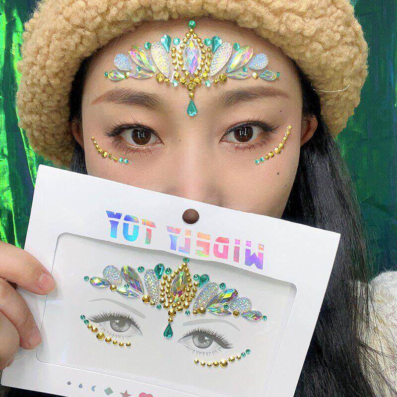 脸部额头钻贴彩绘女孩女童汉服贴纸眉心额饰眉心贴儿童彩妆水钻贴