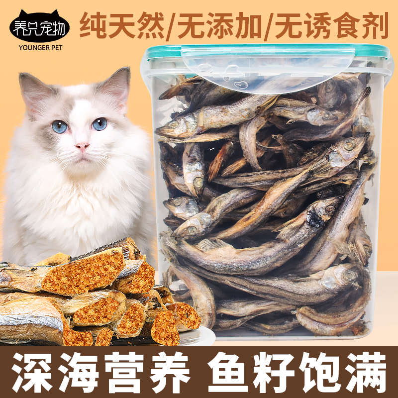 冻干多春鱼猫咪零食小鱼干营养增肥桶猫粮成猫幼猫粮主粮500g/桶 宠物/宠物食品及用品 猫零食罐 原图主图