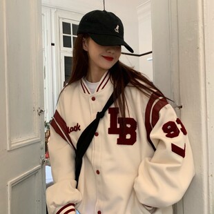 Oversize大码外套少女秋冬装新款初高中学生夹棉厚学院风棒球棉服