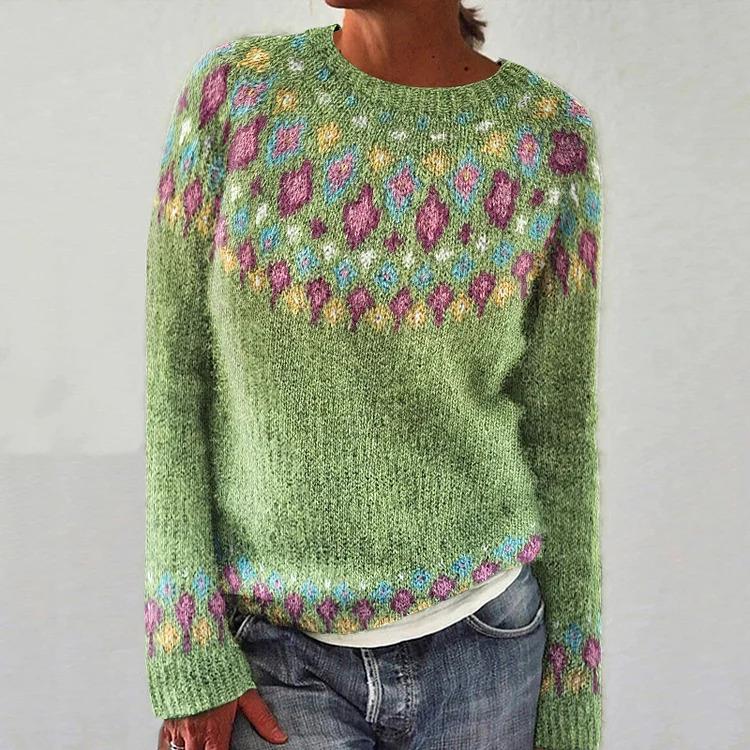 casual round diamond neck sweater knitted fashion soft