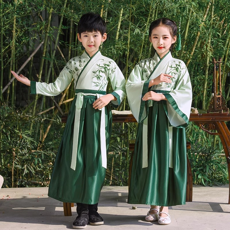 古装女童国学服装学生男童武侠中国风儿童明制汉服诗歌朗诵演出服