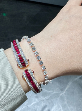Zhaoyi珍宝～18K金红宝石钻石手镯  定金