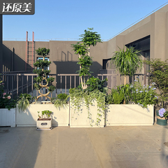 户外铝合金花箱组合定制咖啡店露台庭院隔断花坛不锈钢售楼部花槽