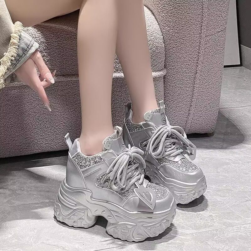 老爹鞋女鞋亮片百搭爆款银色
